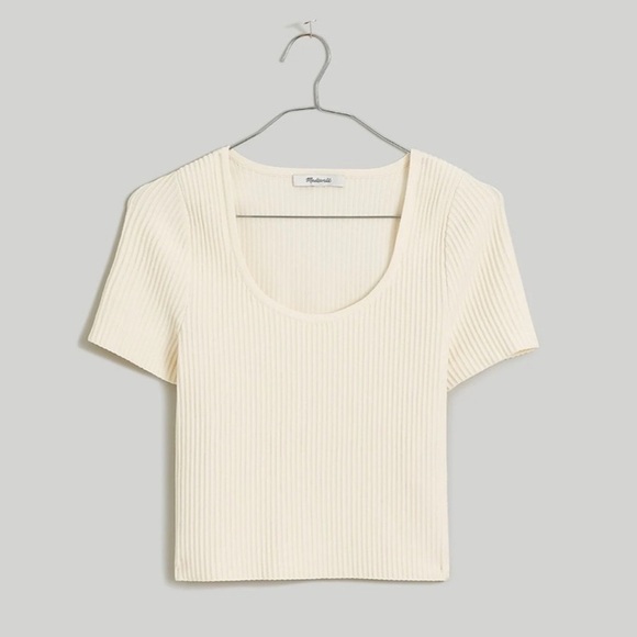 NWT Madewell ‘Ottoman Crop Sweater Tee’ in Ivory Size S - Picture 1 of 15
